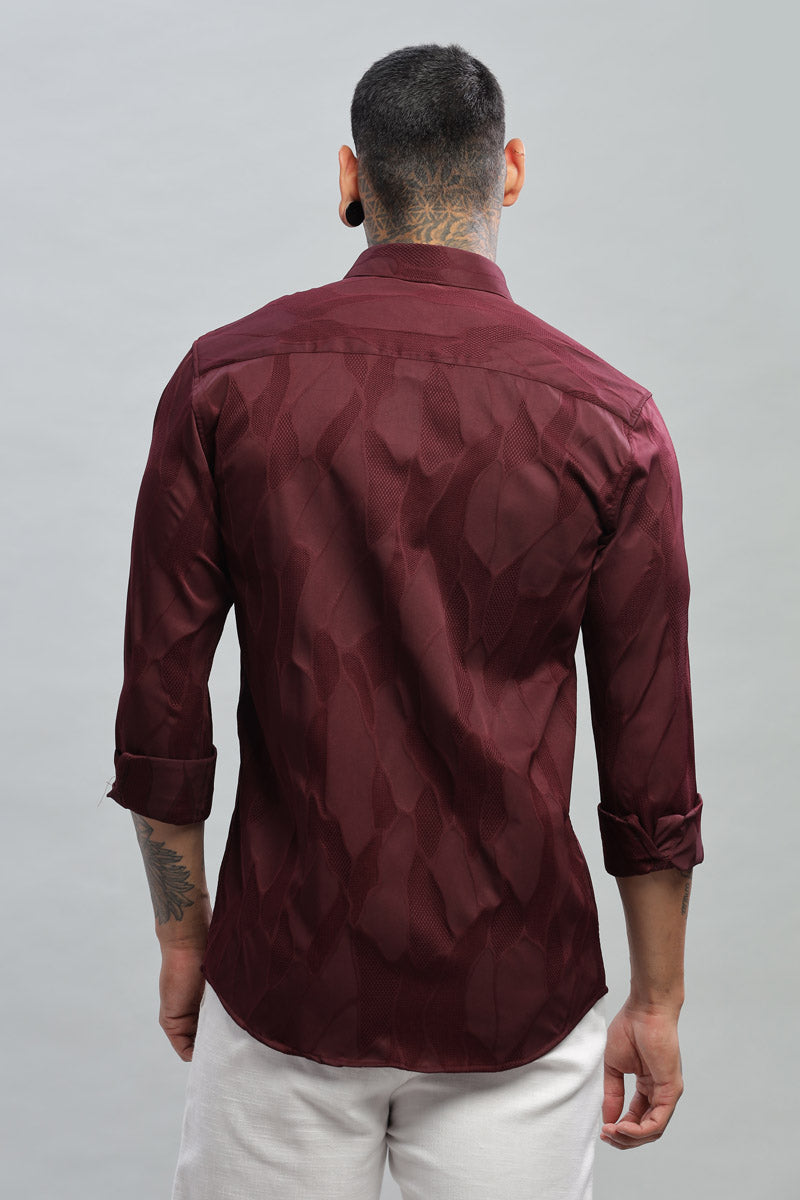 Maroon Textured Long Sleeve Shirt