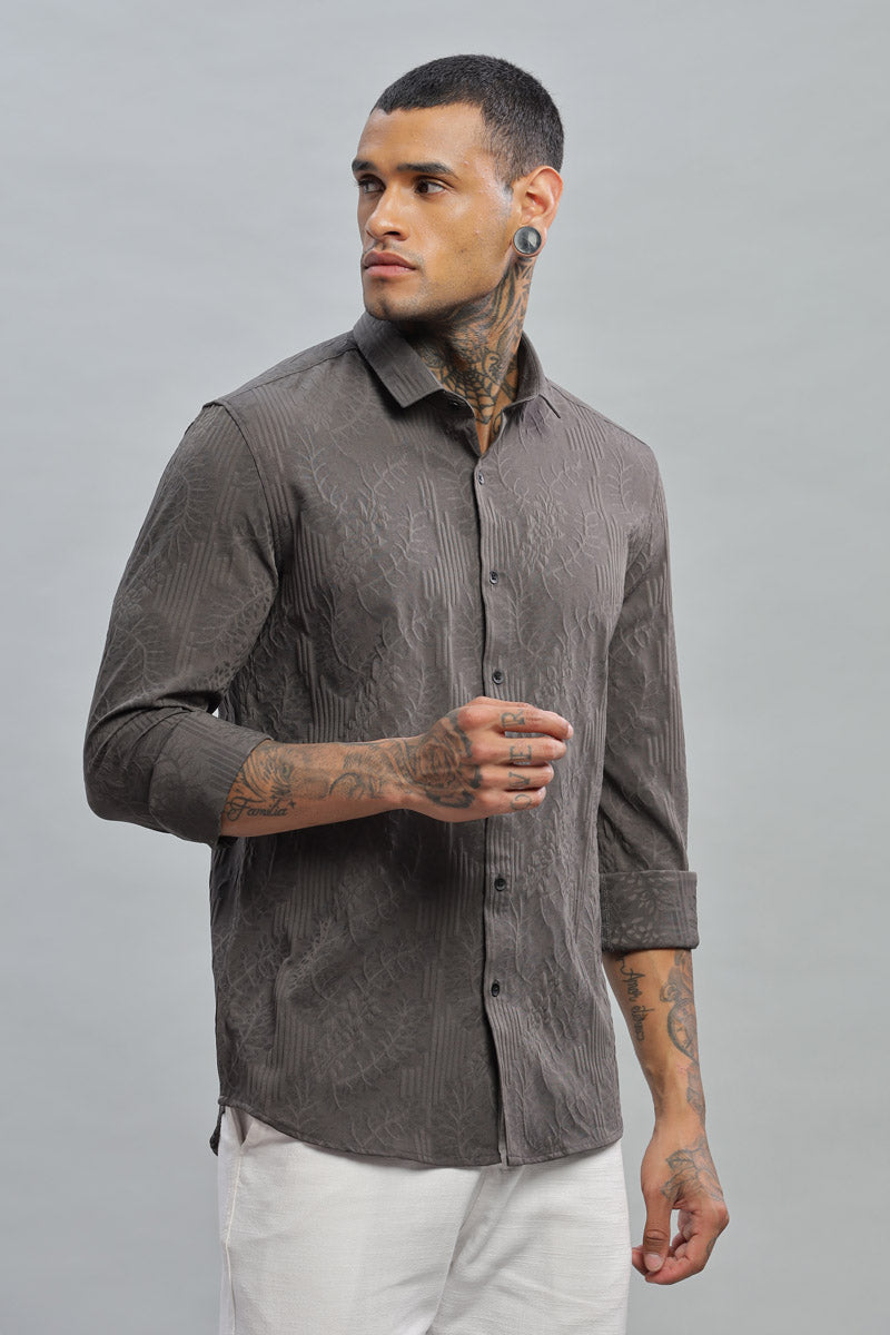rangoon green embossed long sleeve shirt