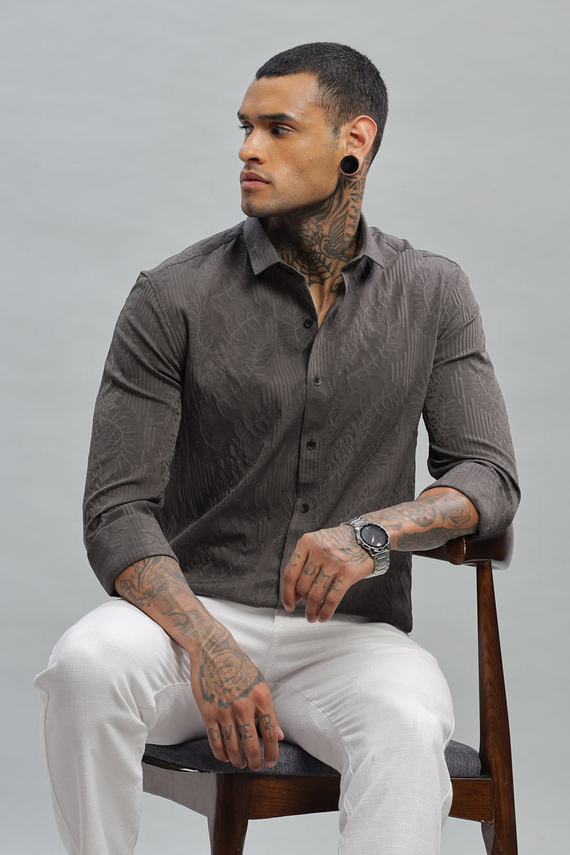 rangoon green embossed long sleeve shirt
