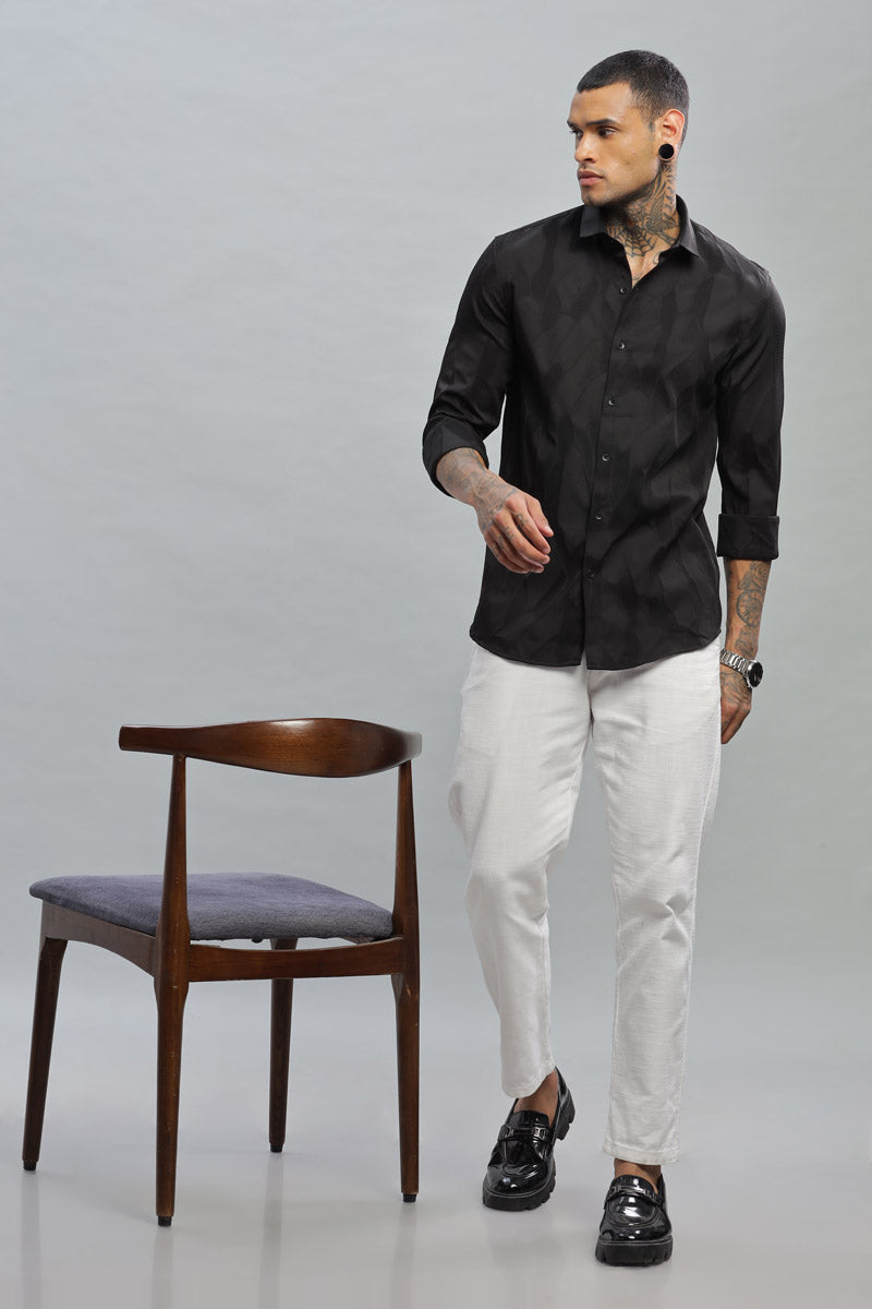 charcoal grey embossed long sleeve shirt