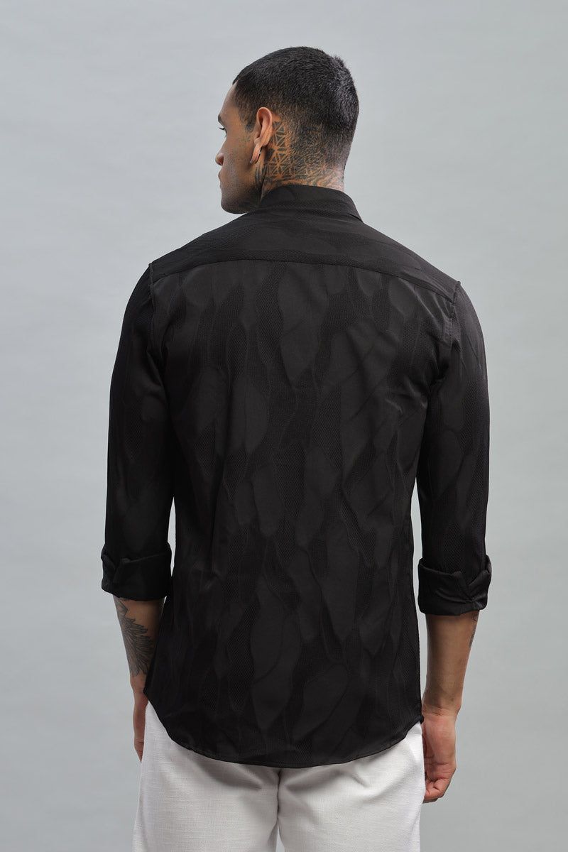 charcoal grey embossed long sleeve shirt