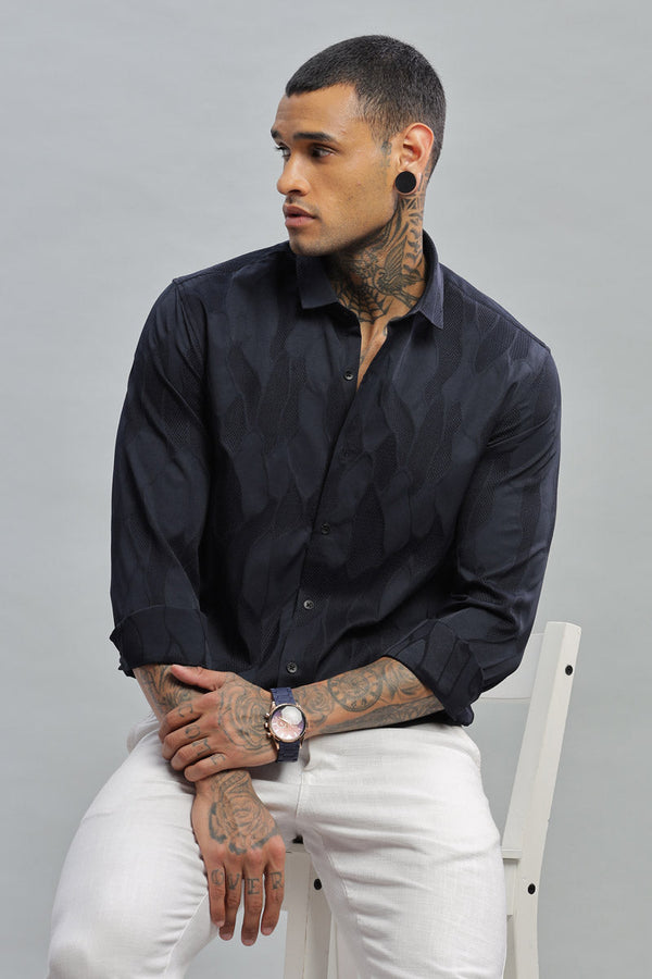 gunmetal embossed long sleeve shirt