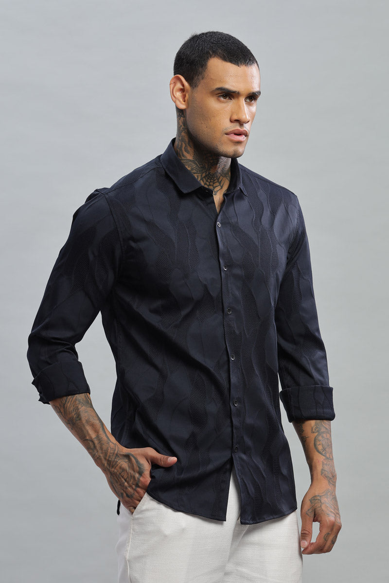 gunmetal embossed long sleeve shirt