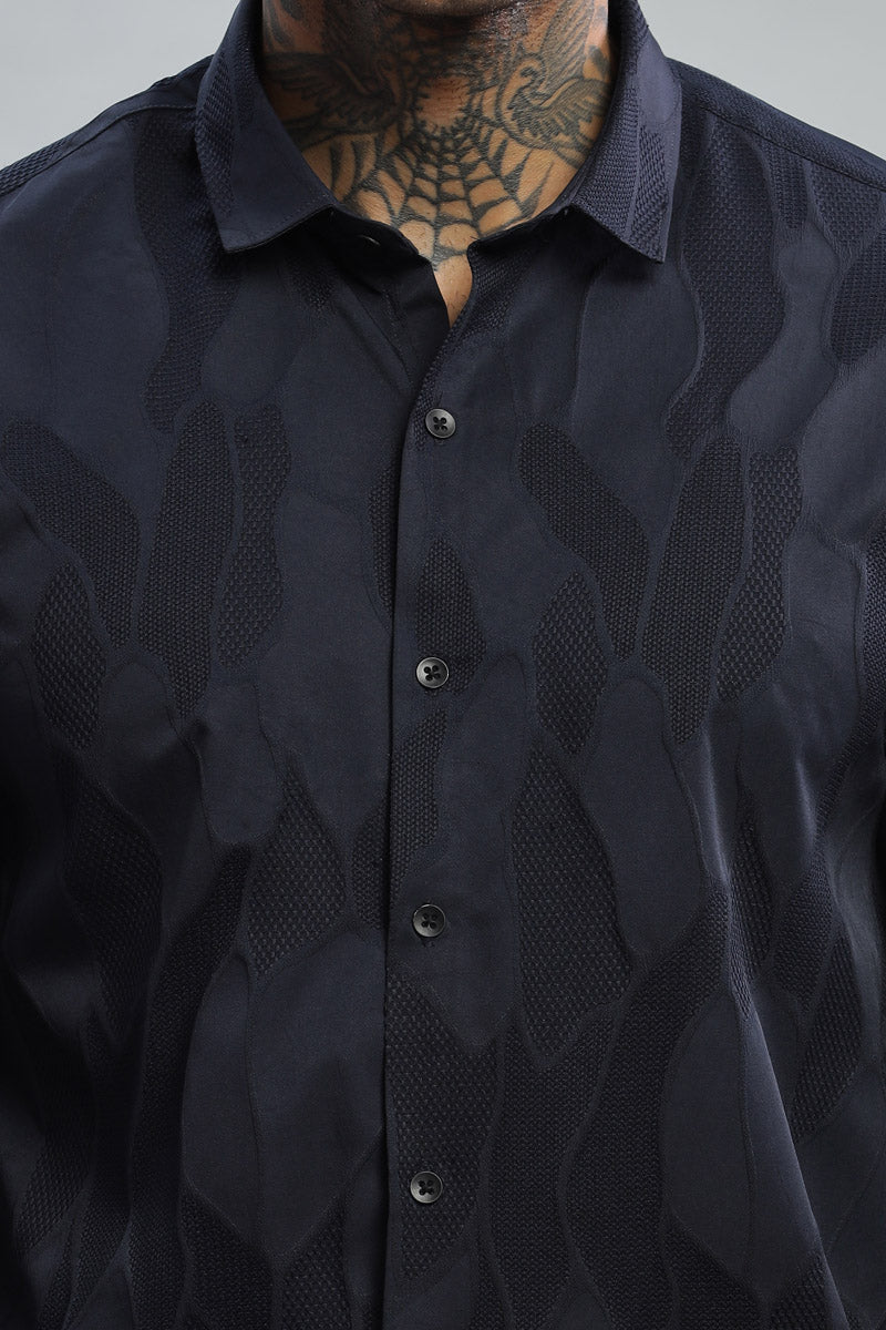gunmetal embossed long sleeve shirt