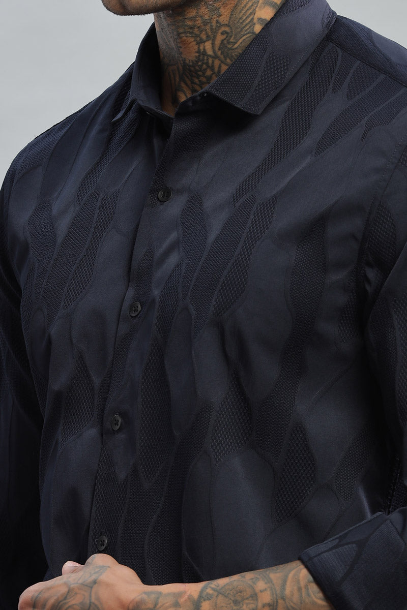 gunmetal embossed long sleeve shirt