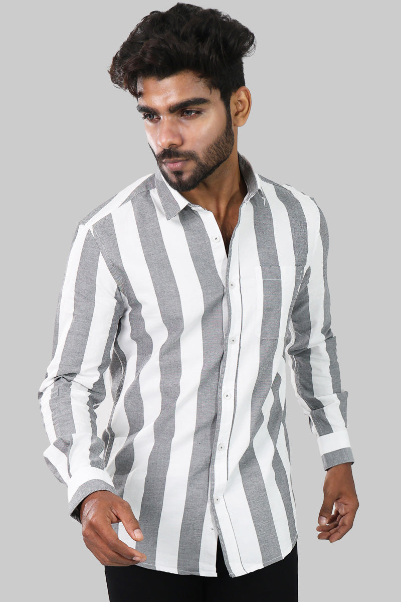 Black & White Striped Full Sleeve Shirt