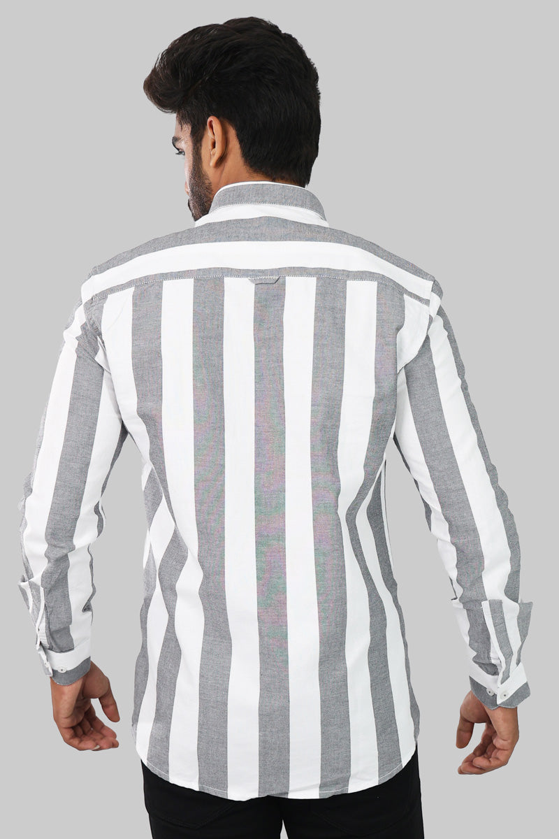Black & White Striped Full Sleeve Shirt