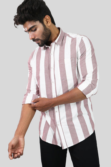 Pink Swan & White Striped Full Sleeve Shirt