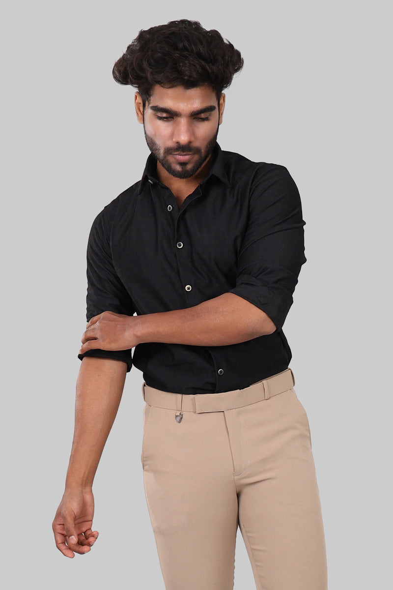 Black Vertical zig zag Full Sleeve Shirt