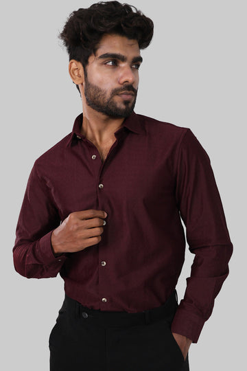 Maroon Plain Full Sleeve Shirt
