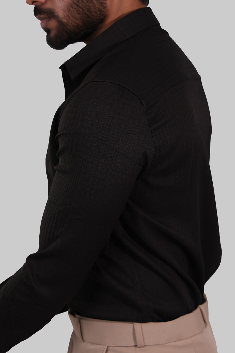 Black Textured Full Sleeve Shirt