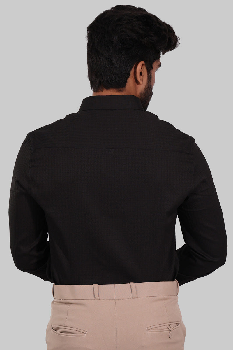 Black Textured Full Sleeve Shirt