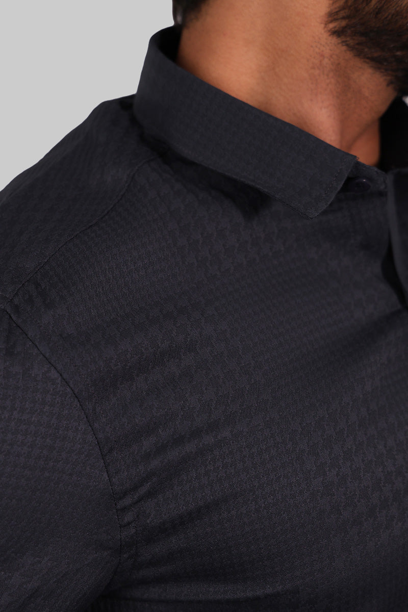 Dark Grey Textured Full Sleeve Shirt