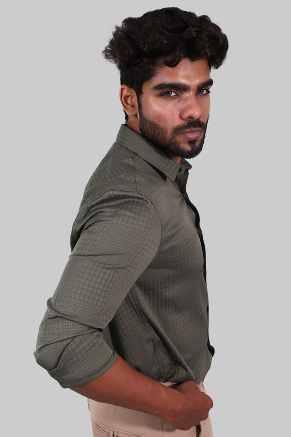 Pale Green Textured Full Sleeve Shirt