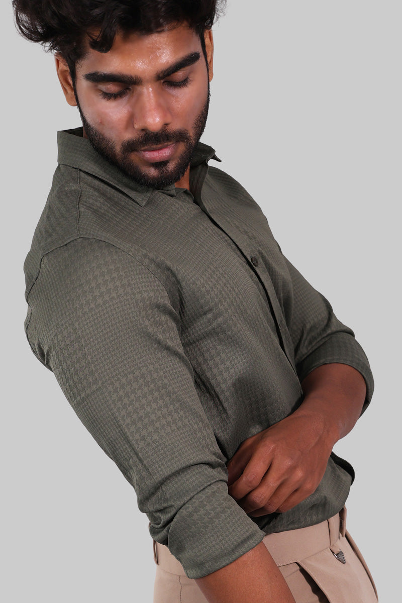 Pale Green Textured Full Sleeve Shirt