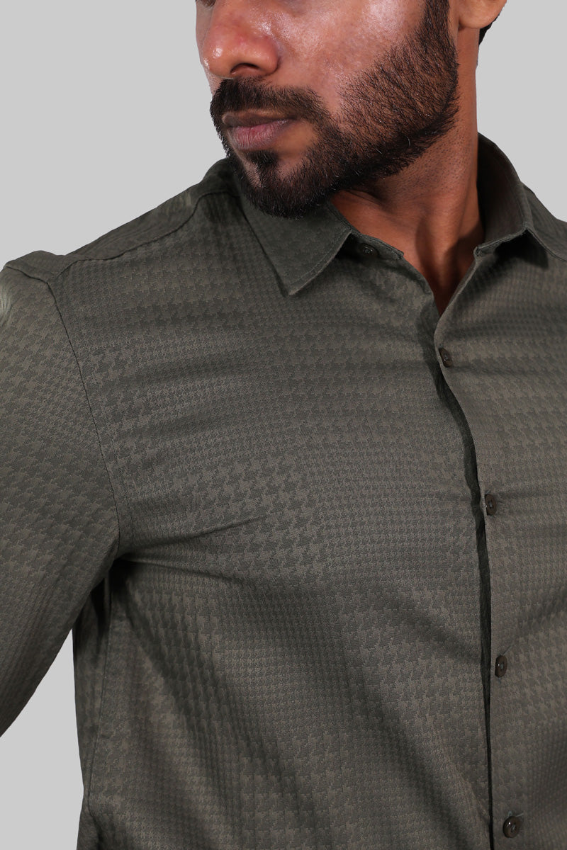 Pale Green Textured Full Sleeve Shirt