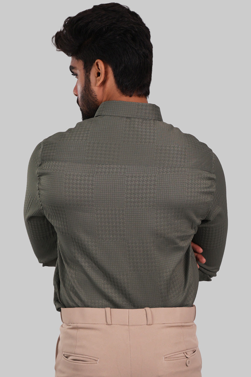 Pale Green Textured Full Sleeve Shirt