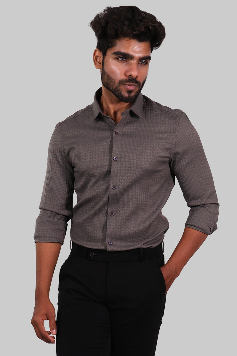 Ironside Grey Textured Full Sleeve Shirt