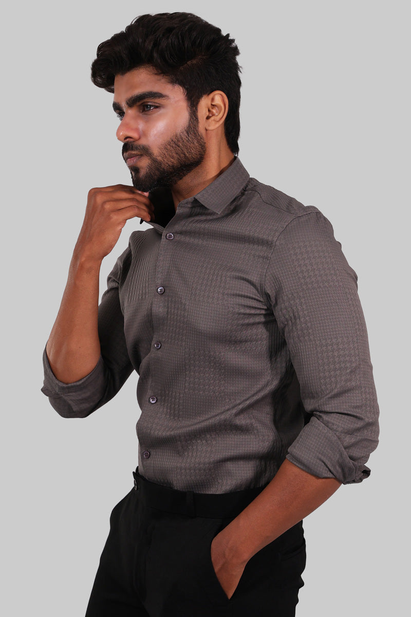 Ironside Grey Textured Full Sleeve Shirt