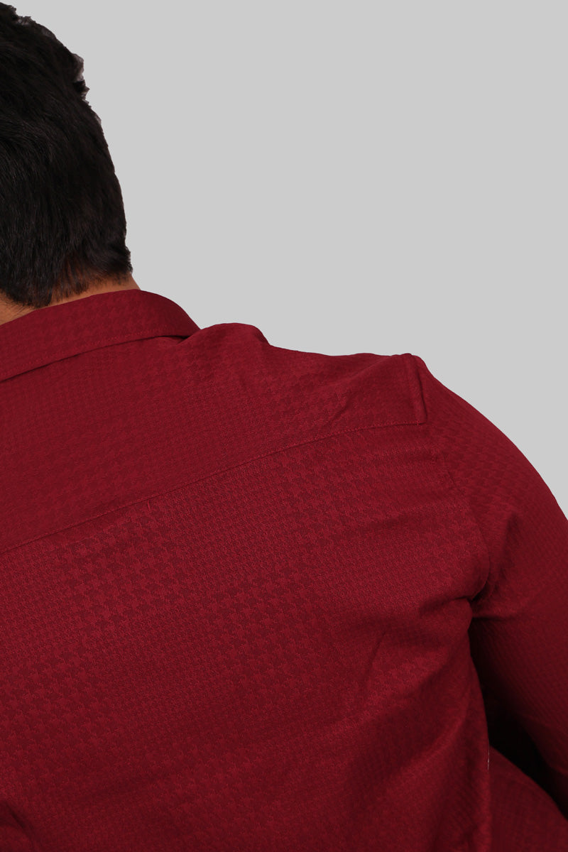 Wine Red Textured Full Sleeve Shirt