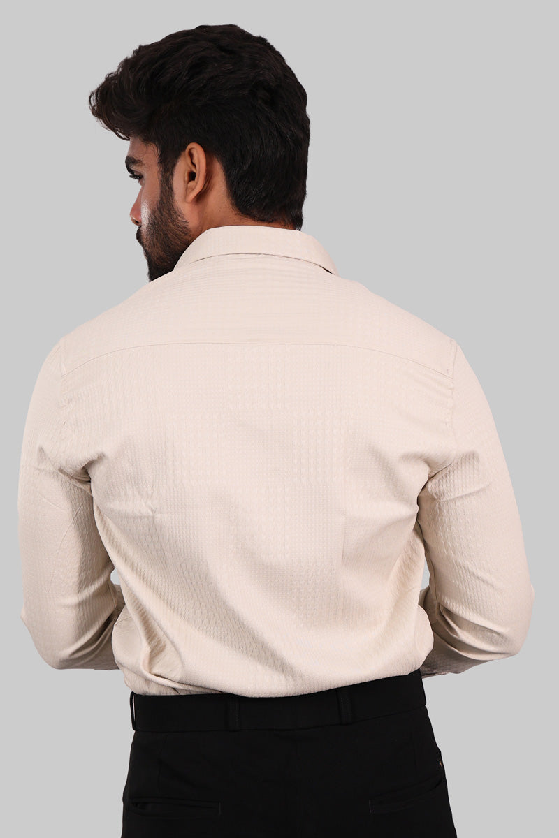 Cream Textured Full Sleeve Shirt