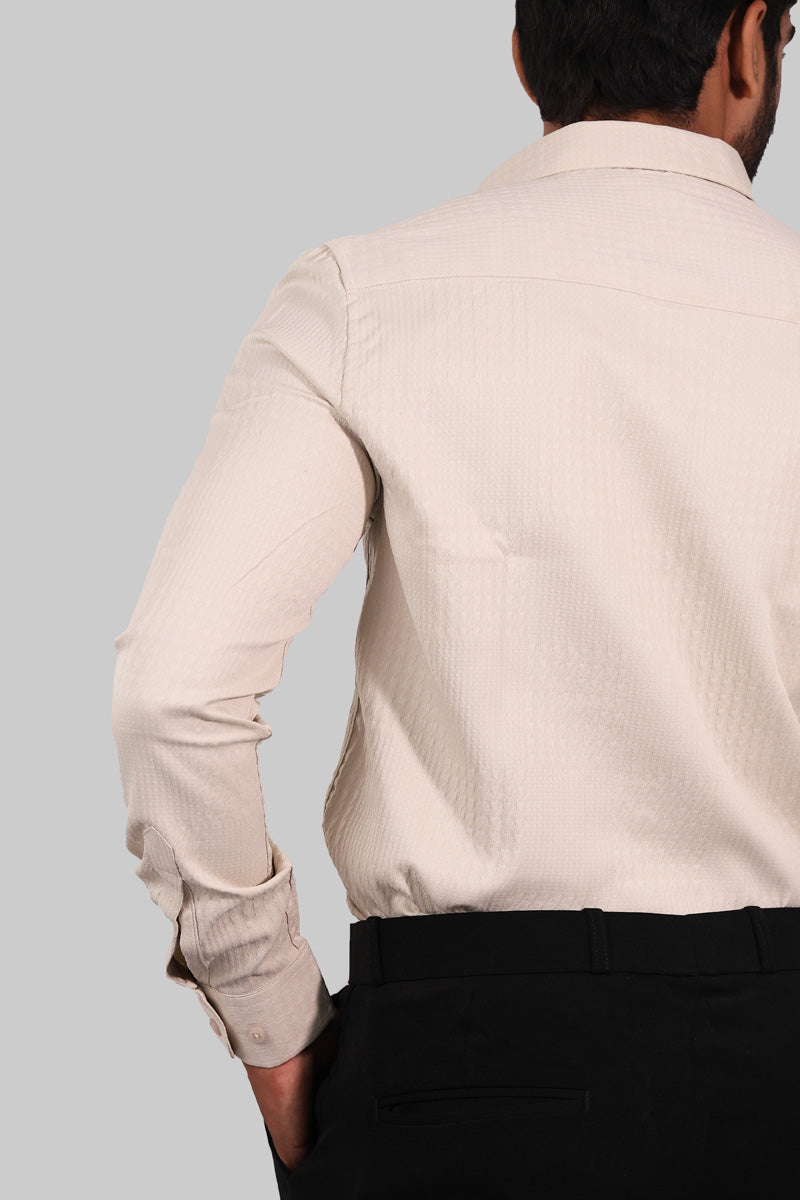 Cream Textured Full Sleeve Shirt