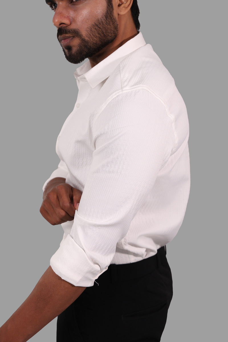 White Pattern Full Sleeve Shirt