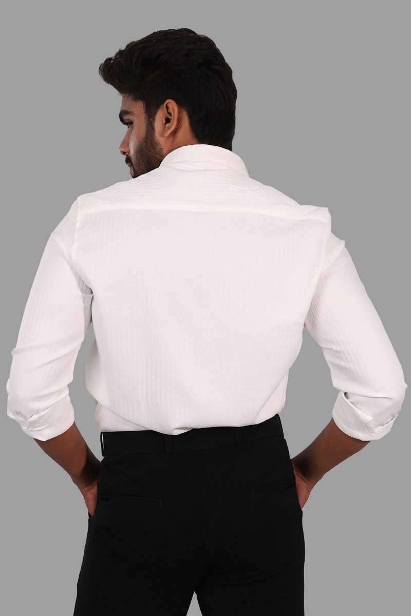 White Pattern Full Sleeve Shirt