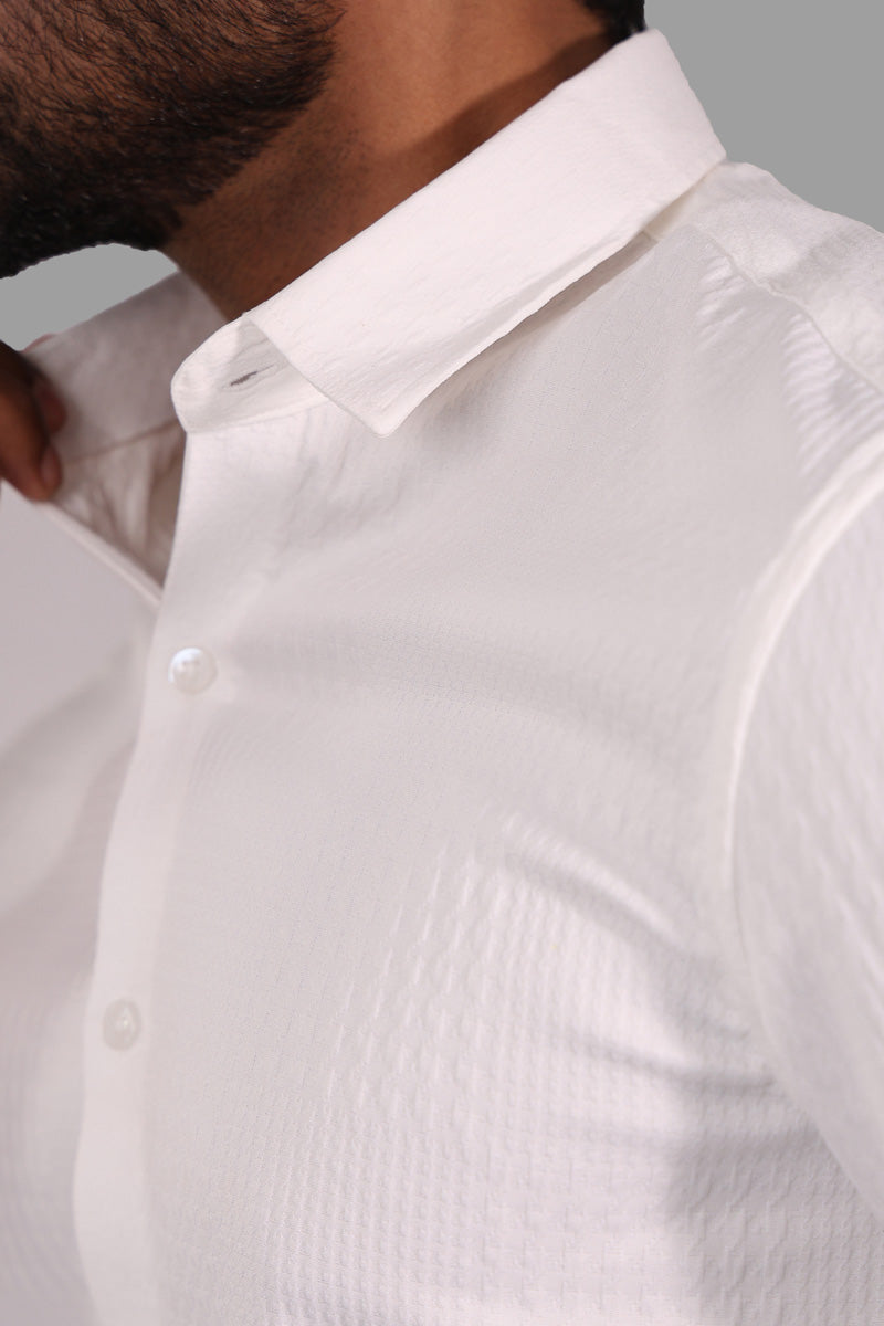 White Pattern Full Sleeve Shirt