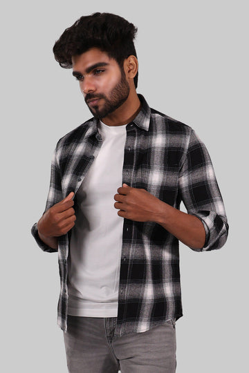 Black & White Plaid Flannel Shirt