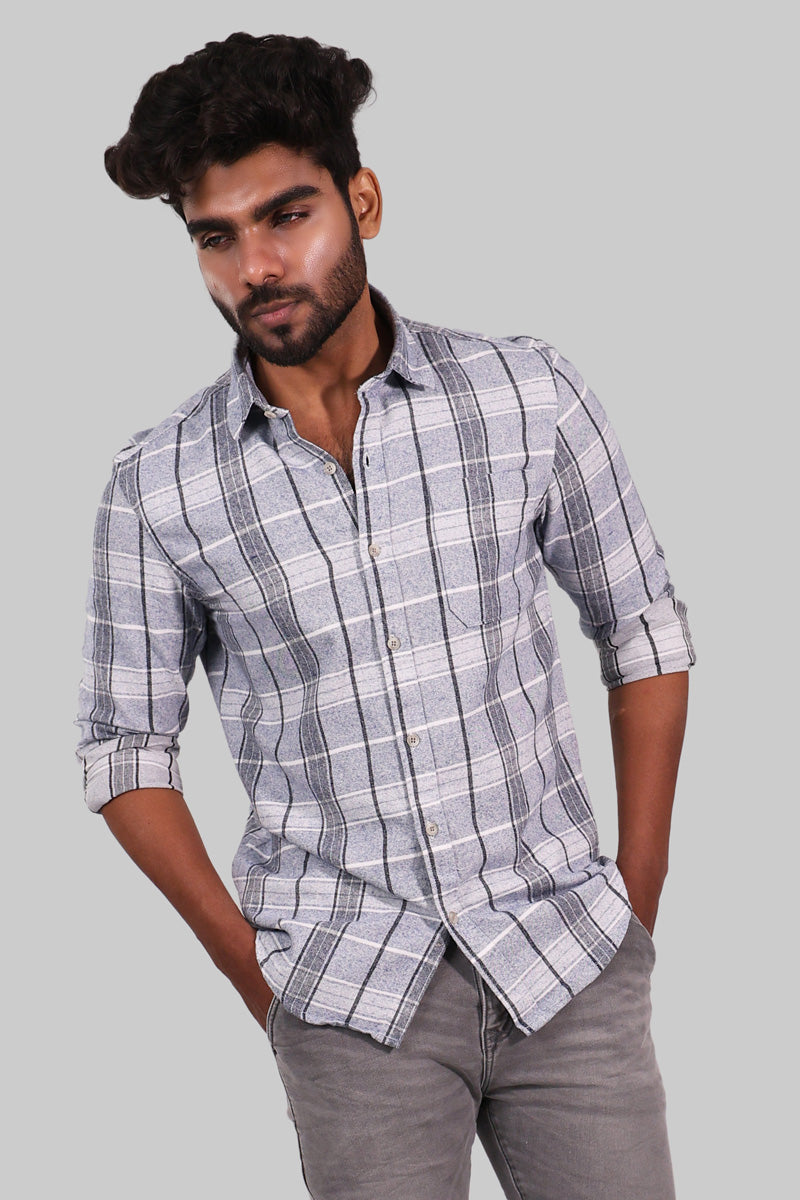 Grey Checked Flannel Shirt