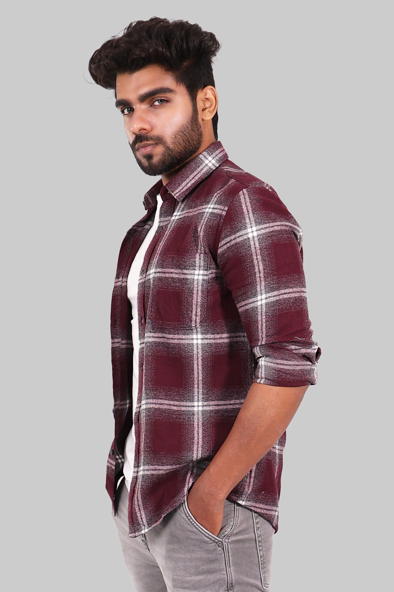 Maroon Plaid Flannel Shirt