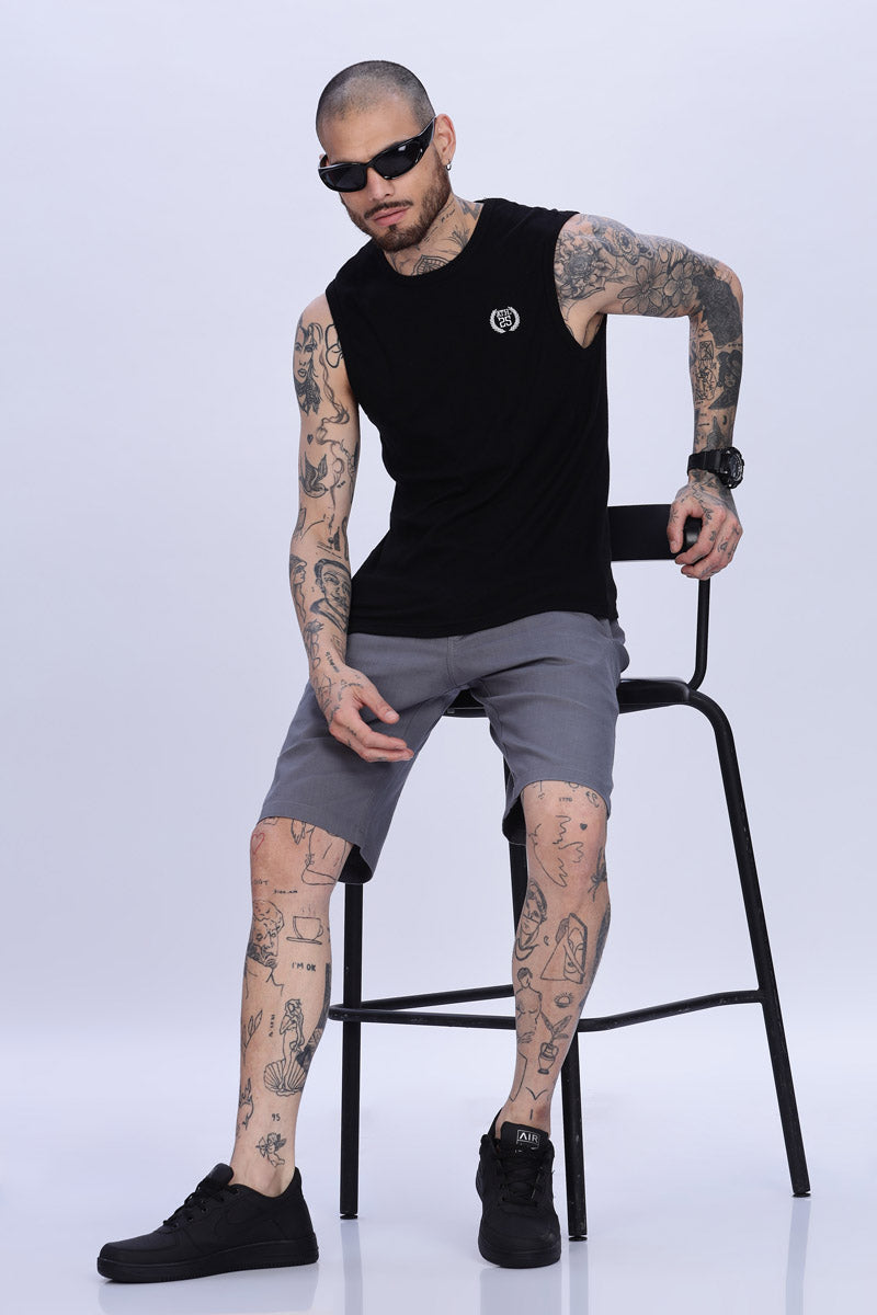 Gray Slim Fit Casual Shorts
