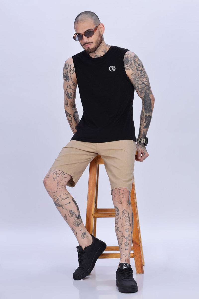 Khaki Relaxed Fit Drawstring Shorts