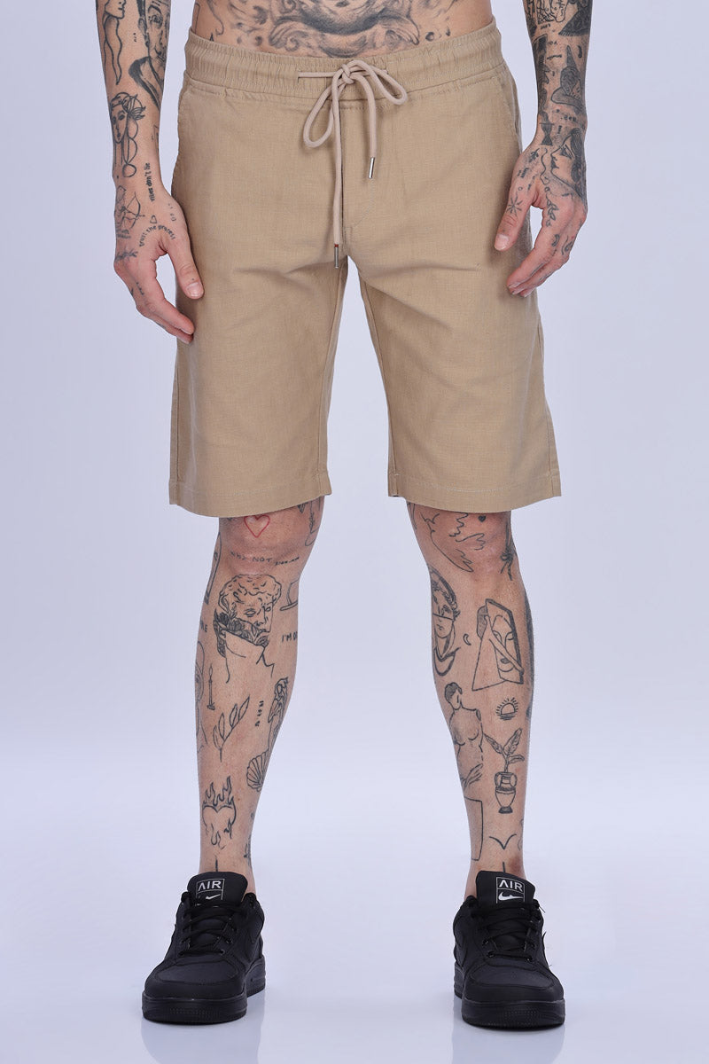 Khaki Relaxed Fit Drawstring Shorts