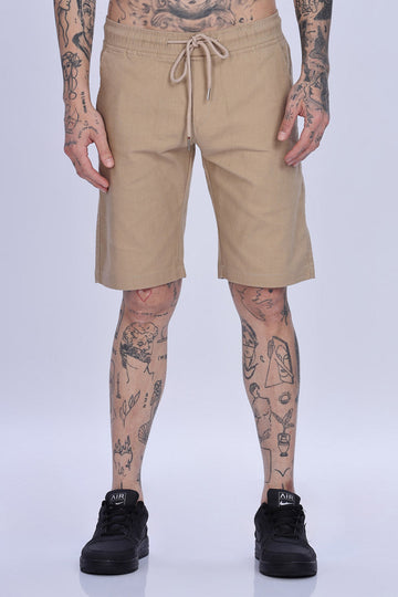 Khaki Relaxed Fit Drawstring Shorts