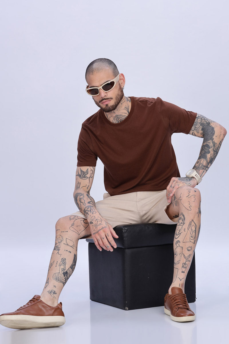 Light Beige Relaxed Fit Drawstring Shorts