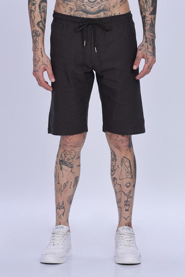 Magenta Black Relaxed Fit Shorts