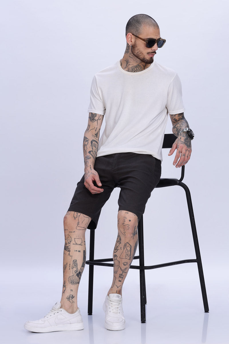 Magenta Black Relaxed Fit Shorts