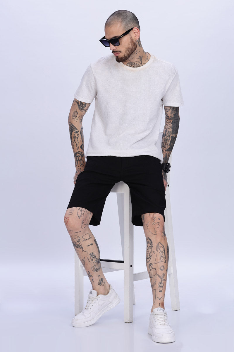 Classic Black Solid Casual Shorts