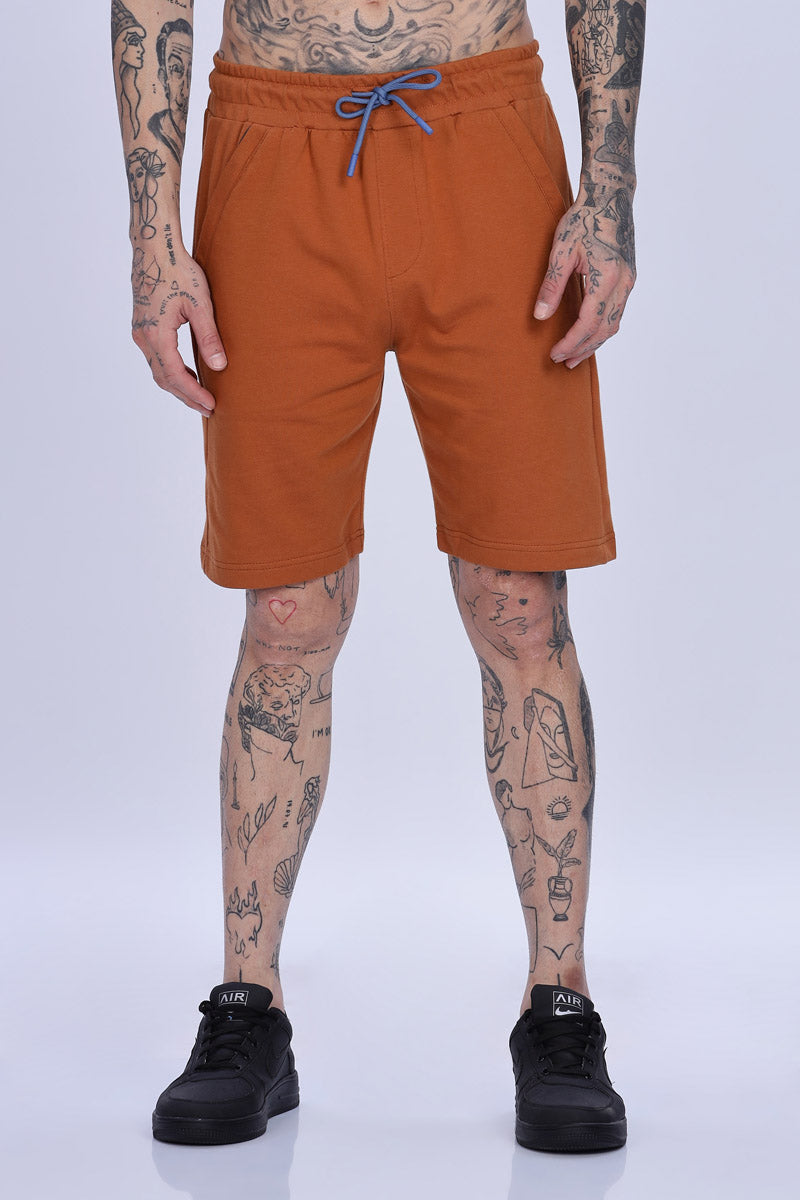 Burnt Orange Casual Relaxed Fit Shorts
