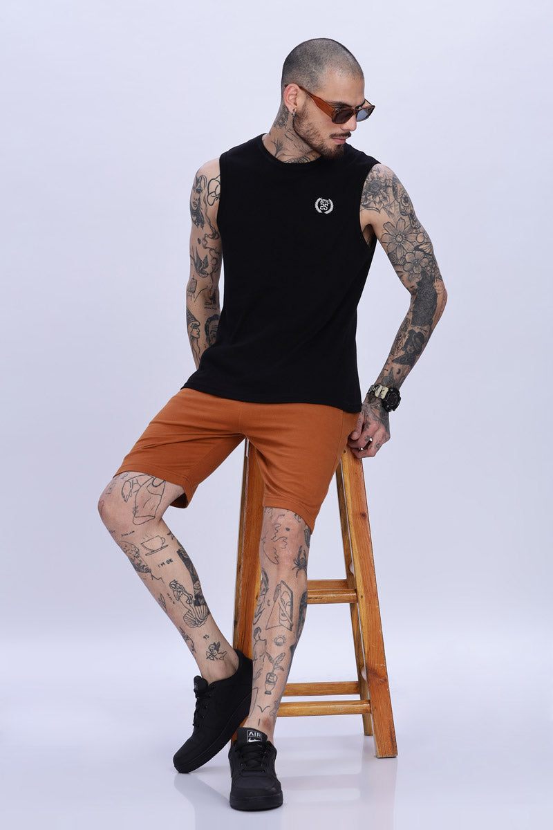 Burnt Orange Casual Relaxed Fit Shorts