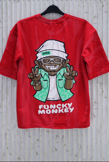 Red Graphic Printed Oversized Tee (Article B2105)