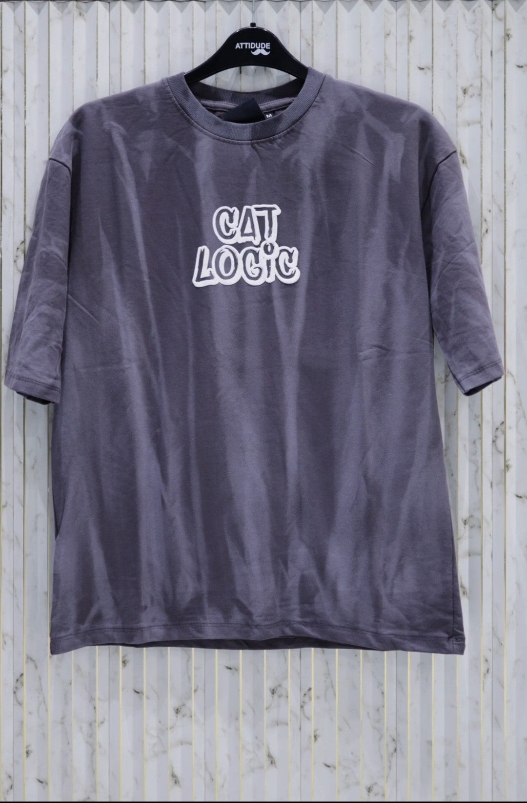 Dark Grey Graphic Printed Oversized Tee (Article B2105)