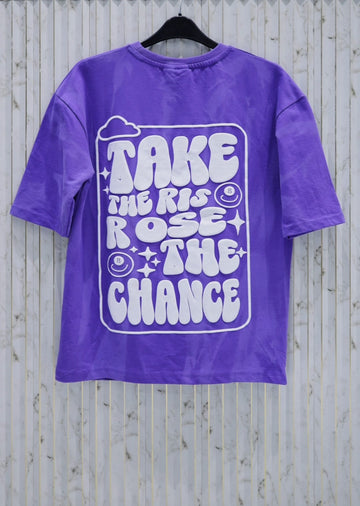 Purple Graphic Printed Oversized Tee (Article B2105)
