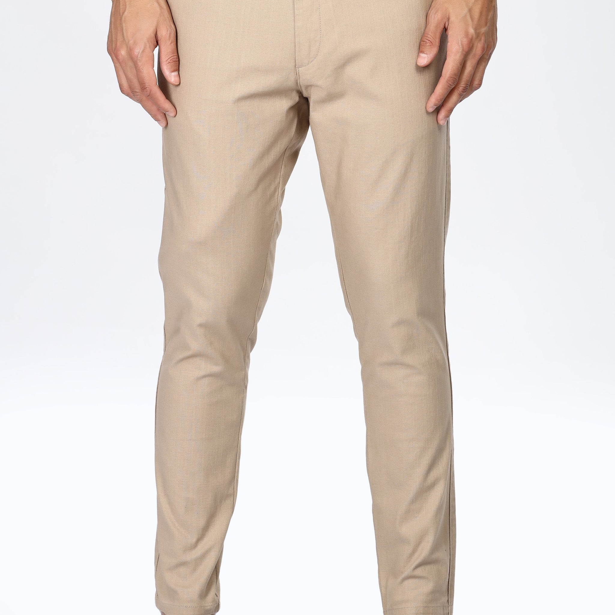 Beige Slim Fit Trousers