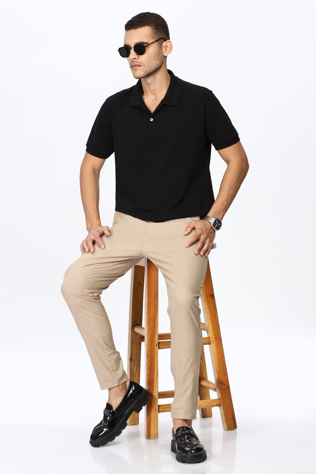 Beige Slim Fit Trousers