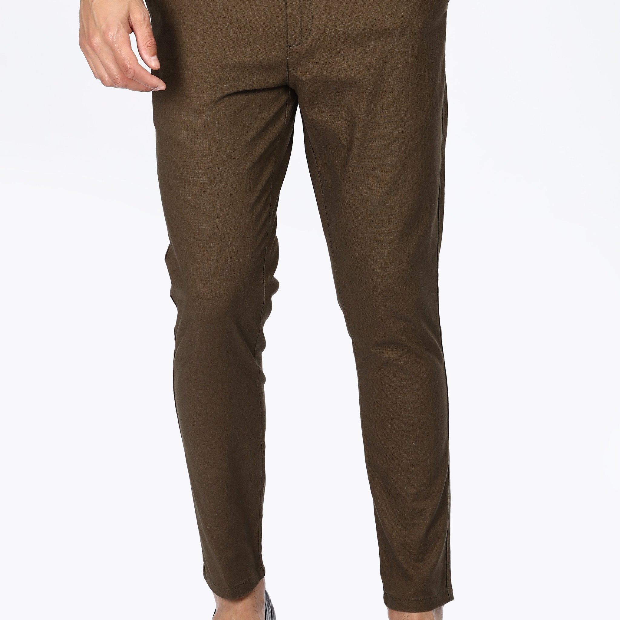 Dark Beige Slim Fit Trousers