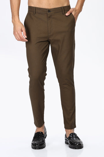 Dark Beige Slim Fit Trousers