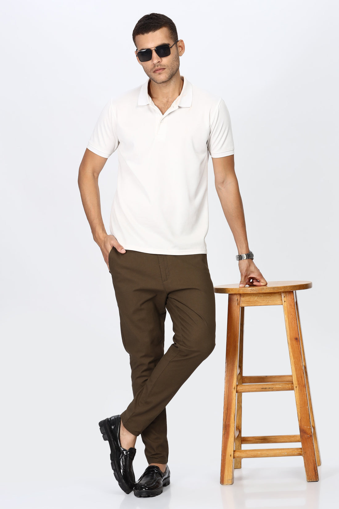 Dark Beige Slim Fit Trousers